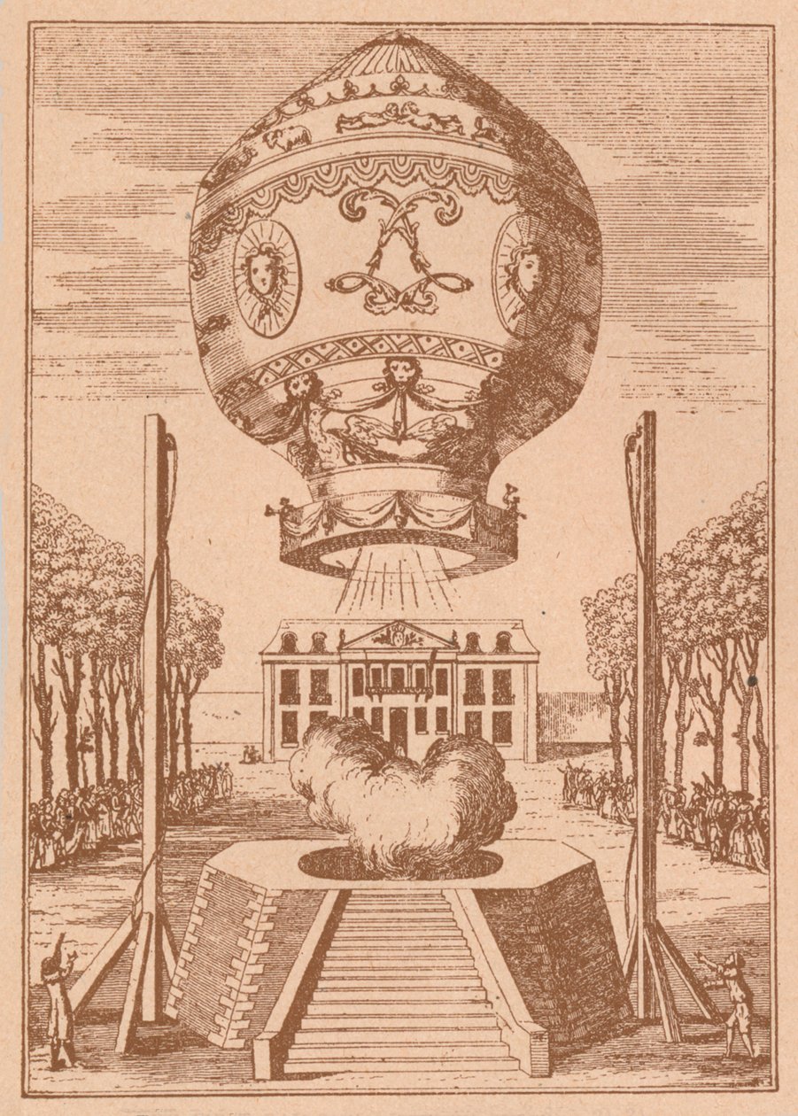 Der erste Ballonaufstieg, ca. 1785, 1919 von Unbekannt