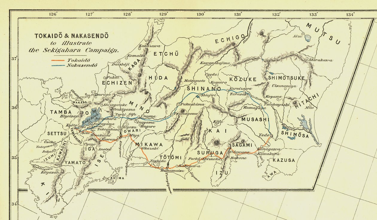 Tokaido & Nakasendo zur Veranschaulichung der Sekigahara-Kampagne, 1903 von Unbekannt