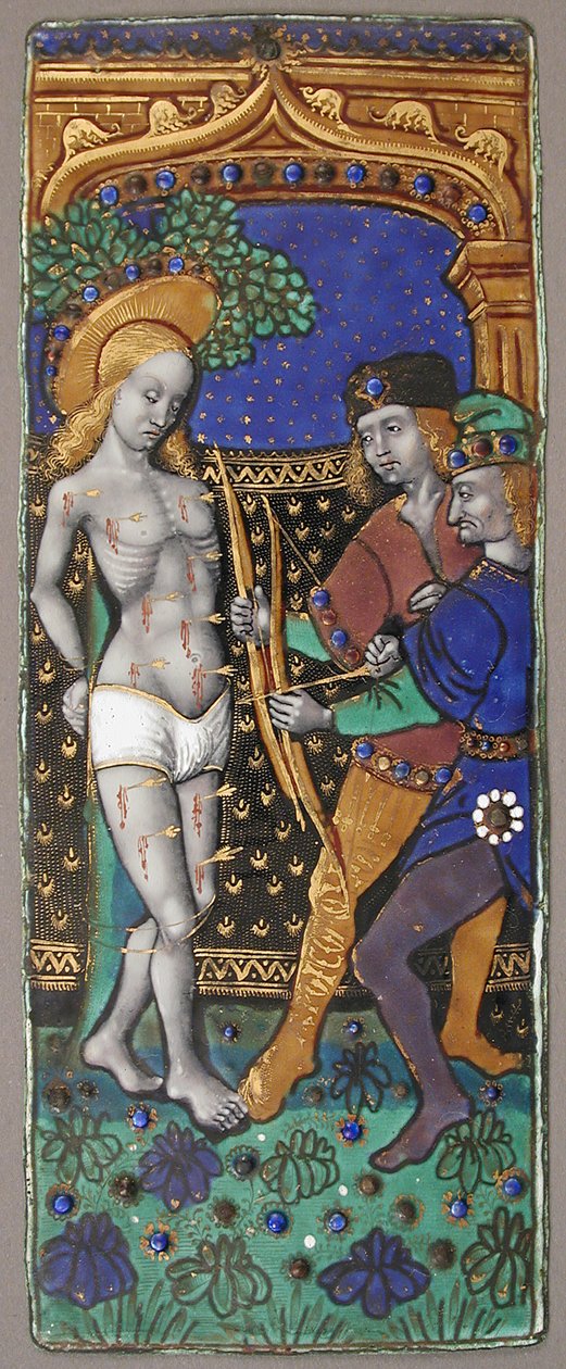 Triptychon-Panel mit heiligem Sebastian von Unbekannt