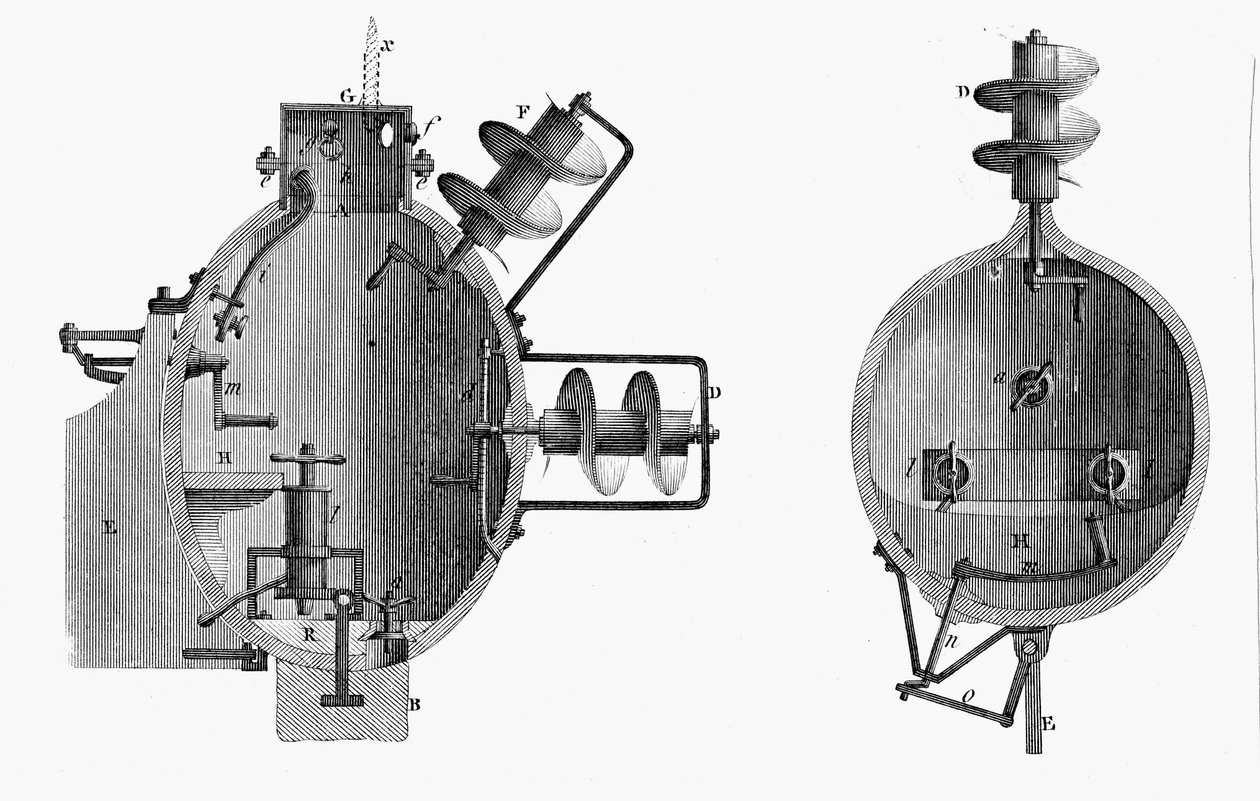 Turtle, U-Boot entworfen von David Bushnell, 1787 von Unbekannt