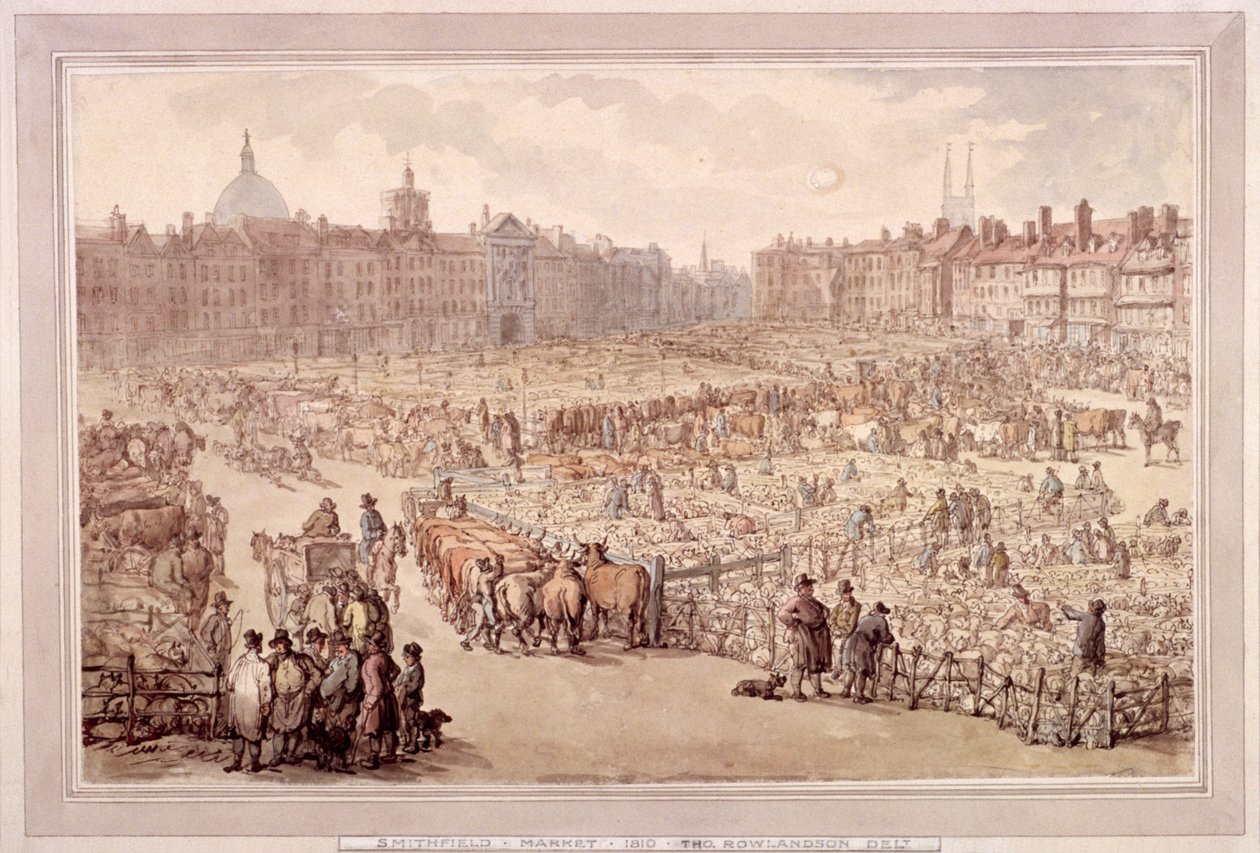 Ansicht des Smithfield-Marktes, London, 1810 von Unbekannt