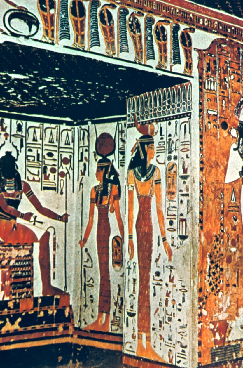 Wandmalerei, Grab von Nefertiti, Theben, Ägypten von Unbekannt