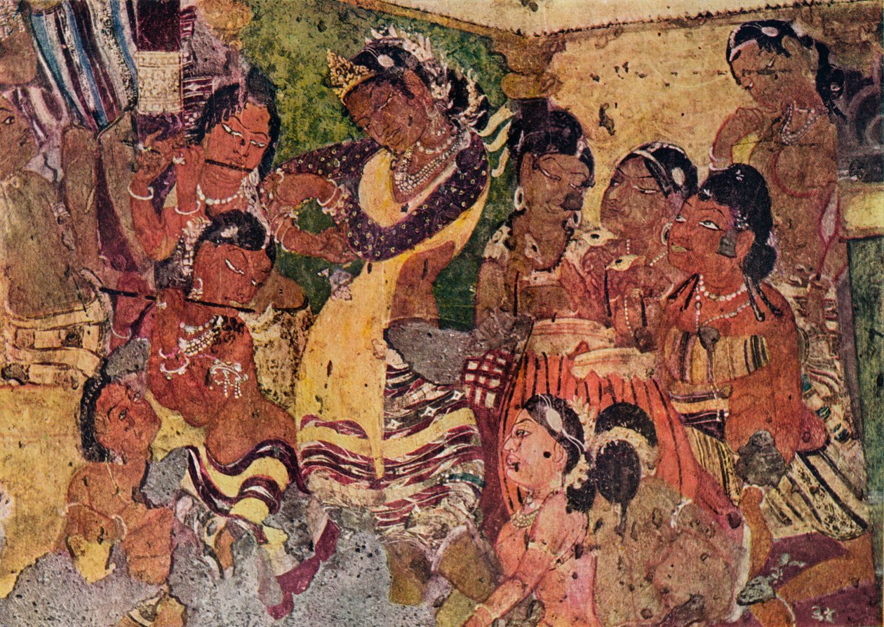 Wandmalerei aus den Höhlen von Ajanta, ca. 480 von Unbekannt