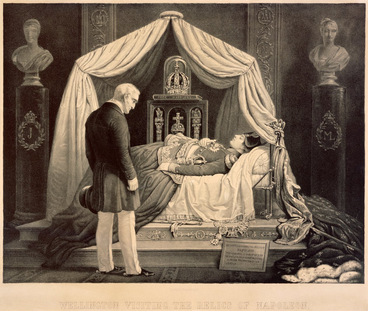 Wellington besucht die Reliquien Napoleons, 19. Jahrhundert von Unbekannt