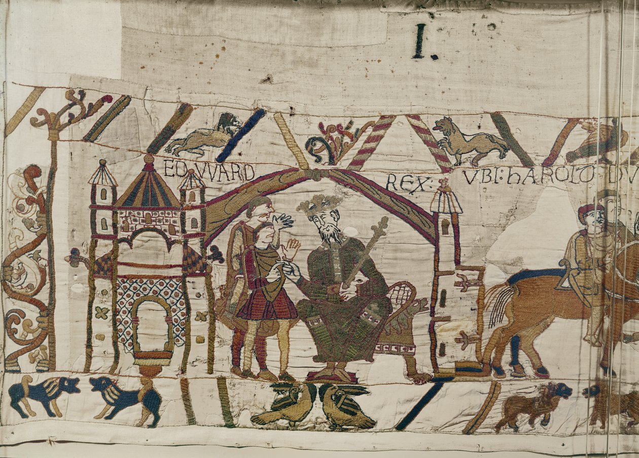 König Eduard der Bekenner sendet Harold nach Normandie, Teppich von Bayeux von Unbekannt Unbekannt
