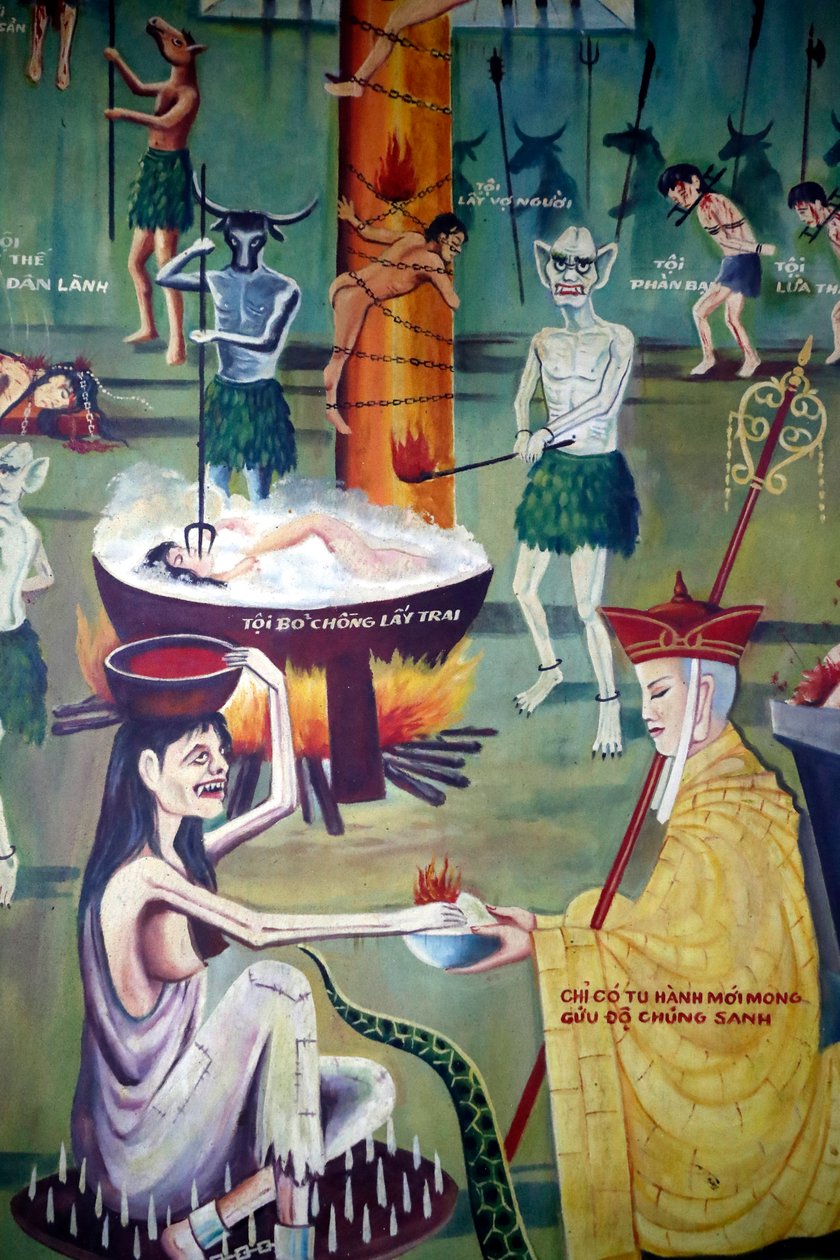 Phu Long buddhistischer Tempel, buddhistisches Fegefeuer, Gemälde, Ho-Chi-Minh-Stadt, Vietnam von Unbekannt Unbekannt