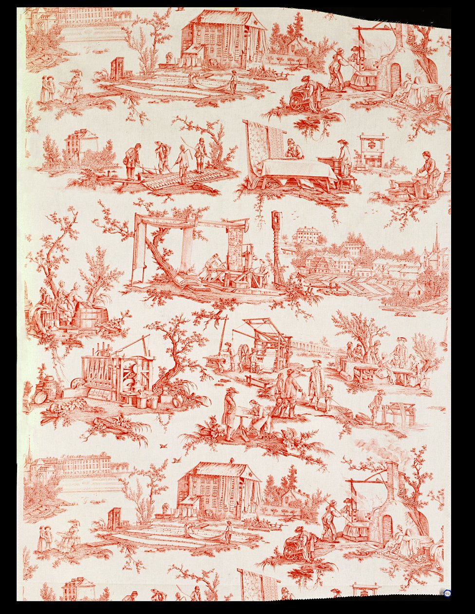 Toile de Jouy, Darstellung der Baumwollherstellung, entworfen von Christophe Huet, Französisch, 1783 von Unbekannt Unbekannt