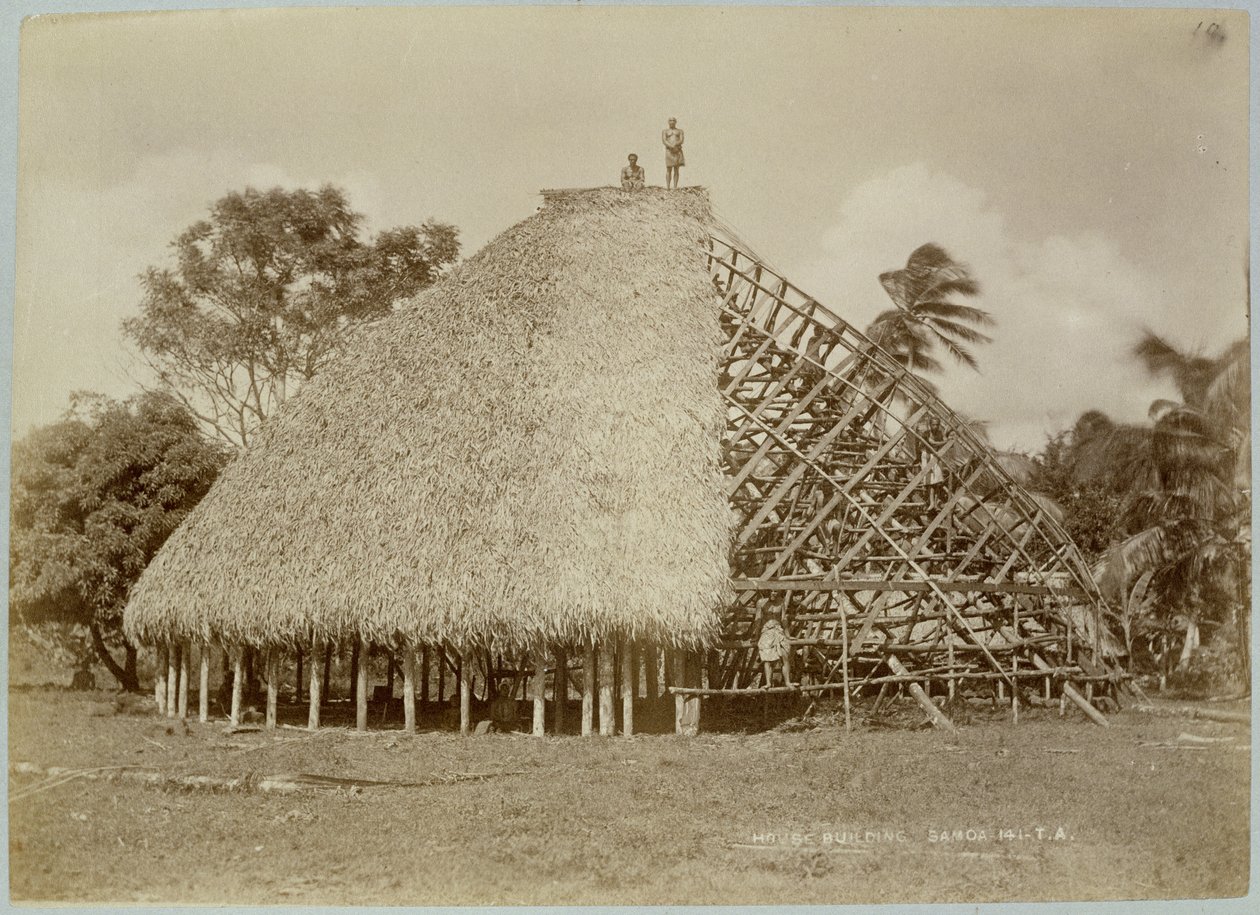 Hausbau in Samoa, ca. 1875 von Unbekannt