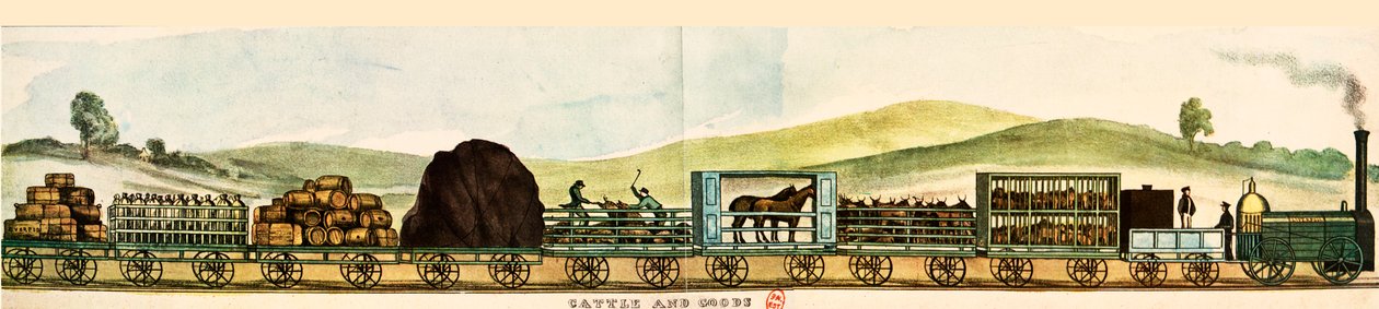 Waren- und Viehwagen, Liverpool-Manchester Eisenbahn von Unbekannter Künstler