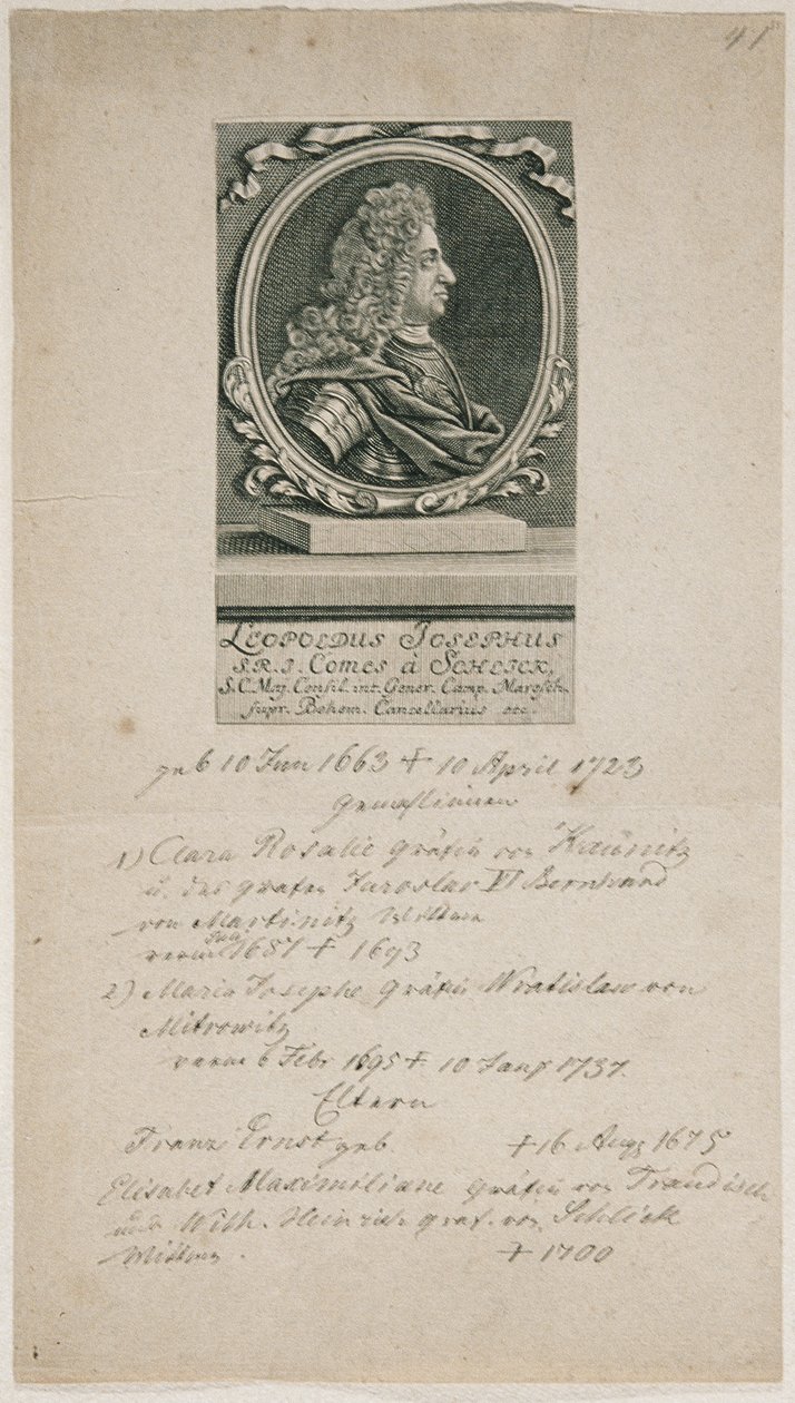 Der Feldmarschall Leopold Joseph von Schlik von Unbekannter Stecher