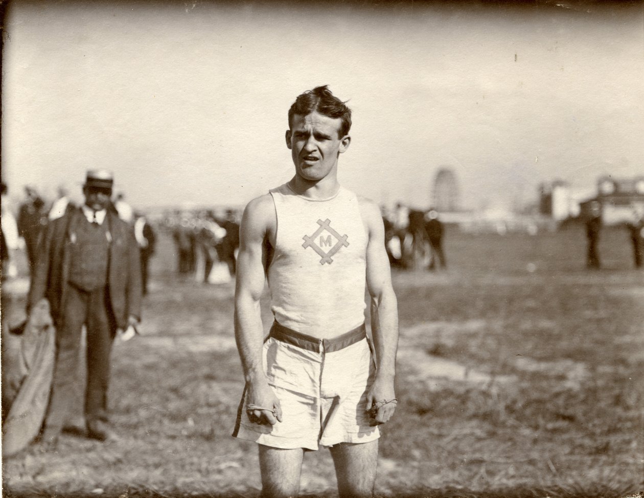 1904 Olympische Spiele - Archie Hahn, Milwaukee Athletic Club, Gewinner des 100-Meter-Laufs von Unknown
