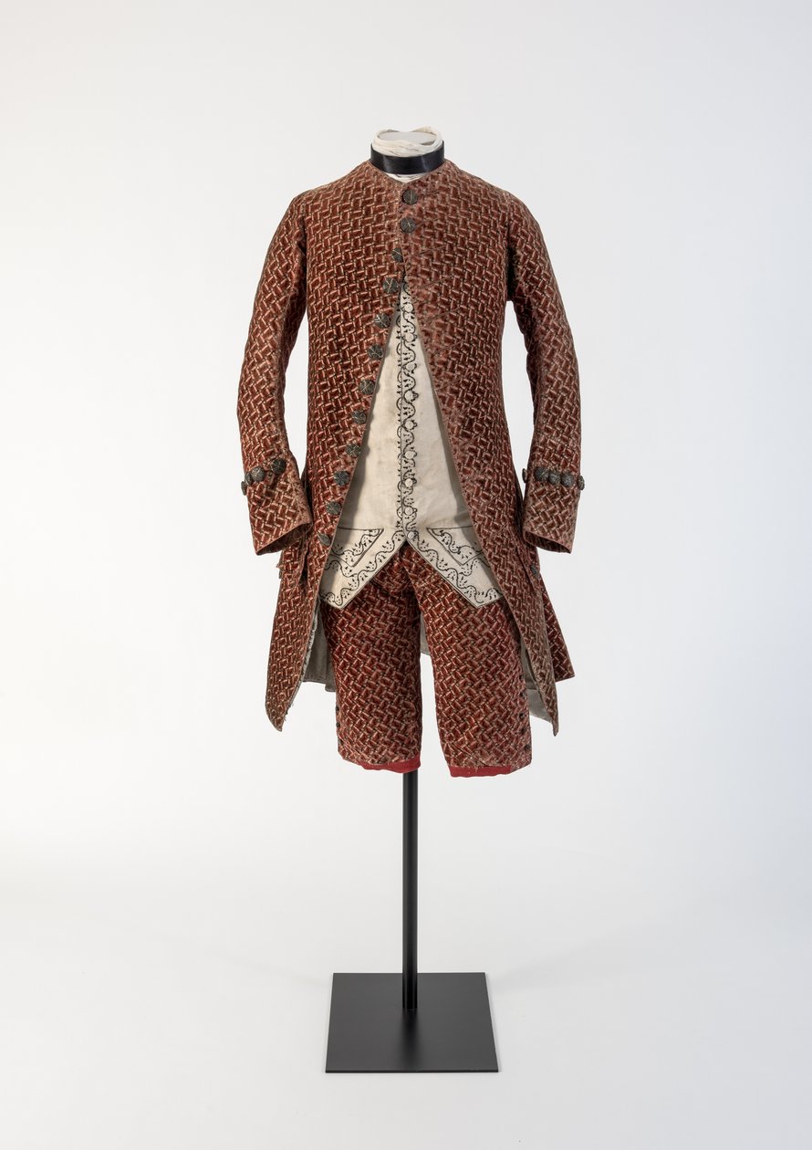 Roter Samtmantel und Kniehosen für Männer, 1750er Jahre von Unbekannt Unbekannt