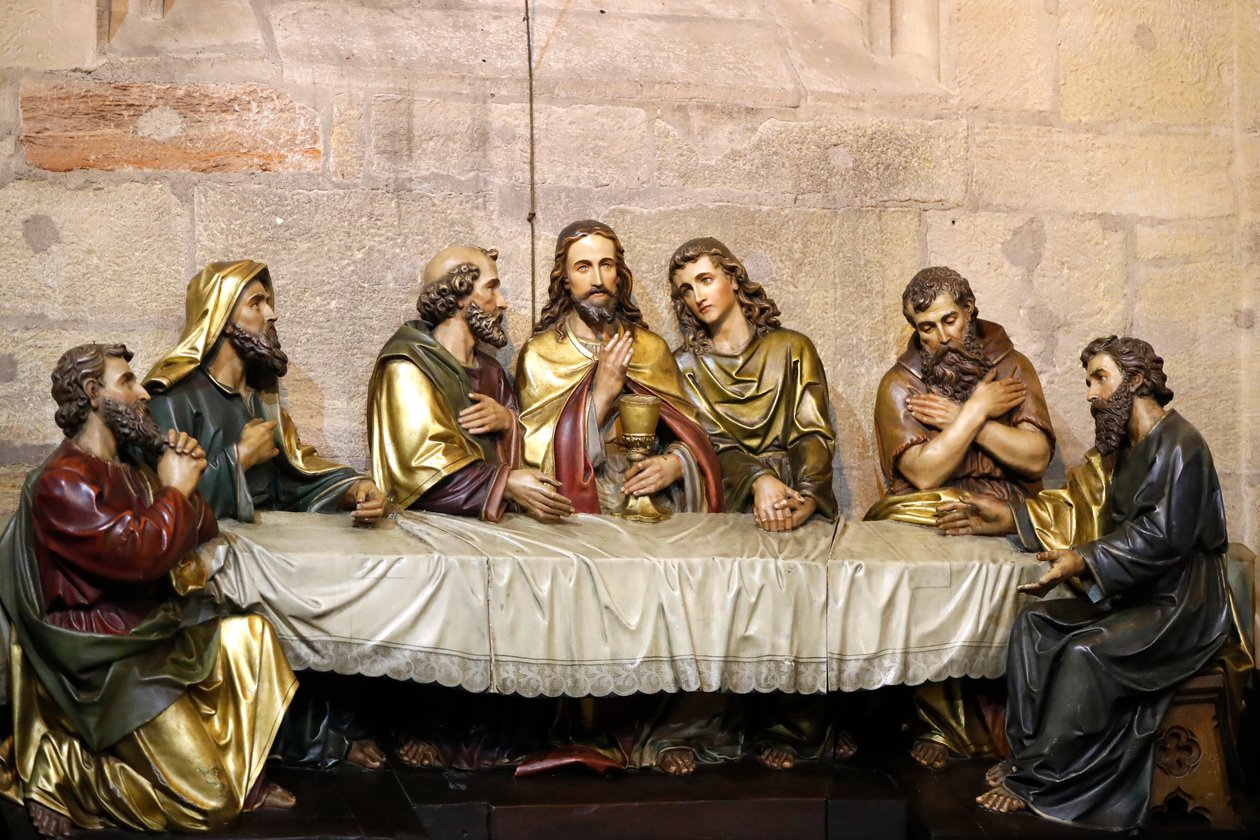Kirche Saint-Martin, Das letzte Abendmahl, Statuen, Mülhausen, Frankreich von Unknown