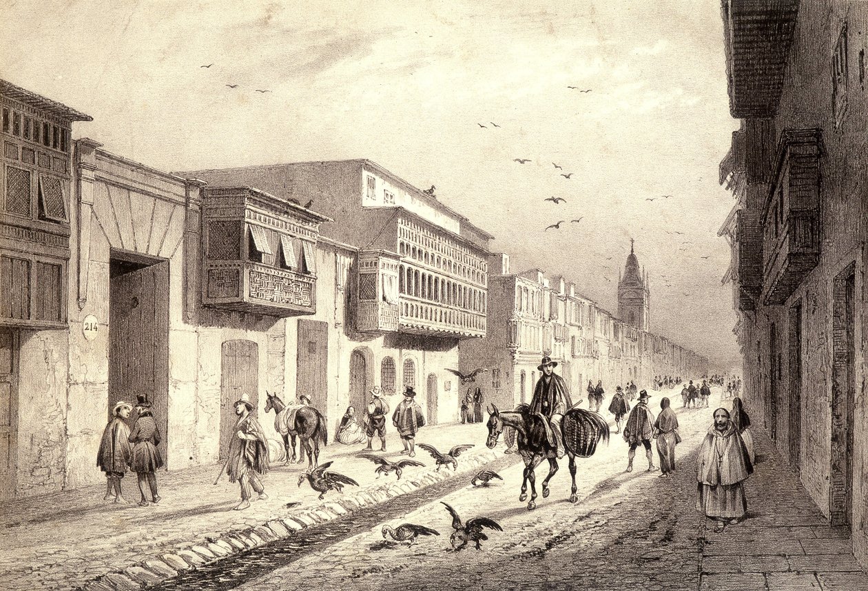 Eine Straße in Valladolid in Lima, Peru. von Unknown artist