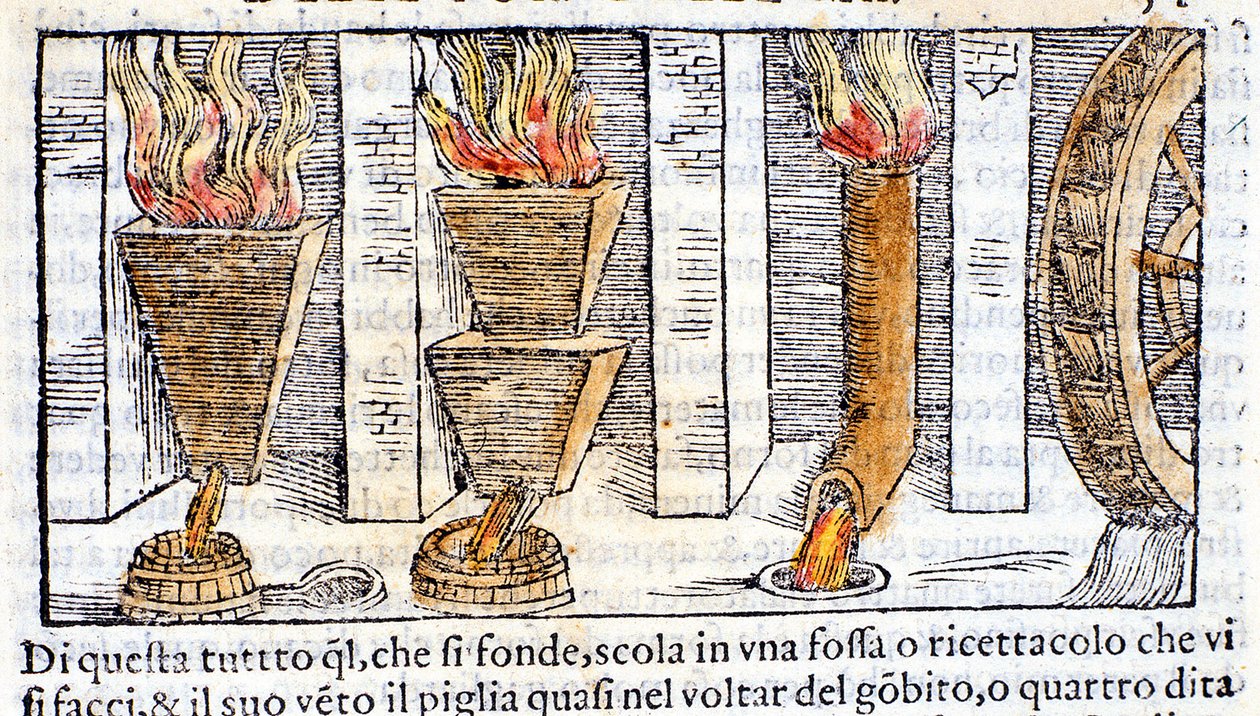 Hochofen - in „Pirotechnica“ von Biringuccio von Unknown artist