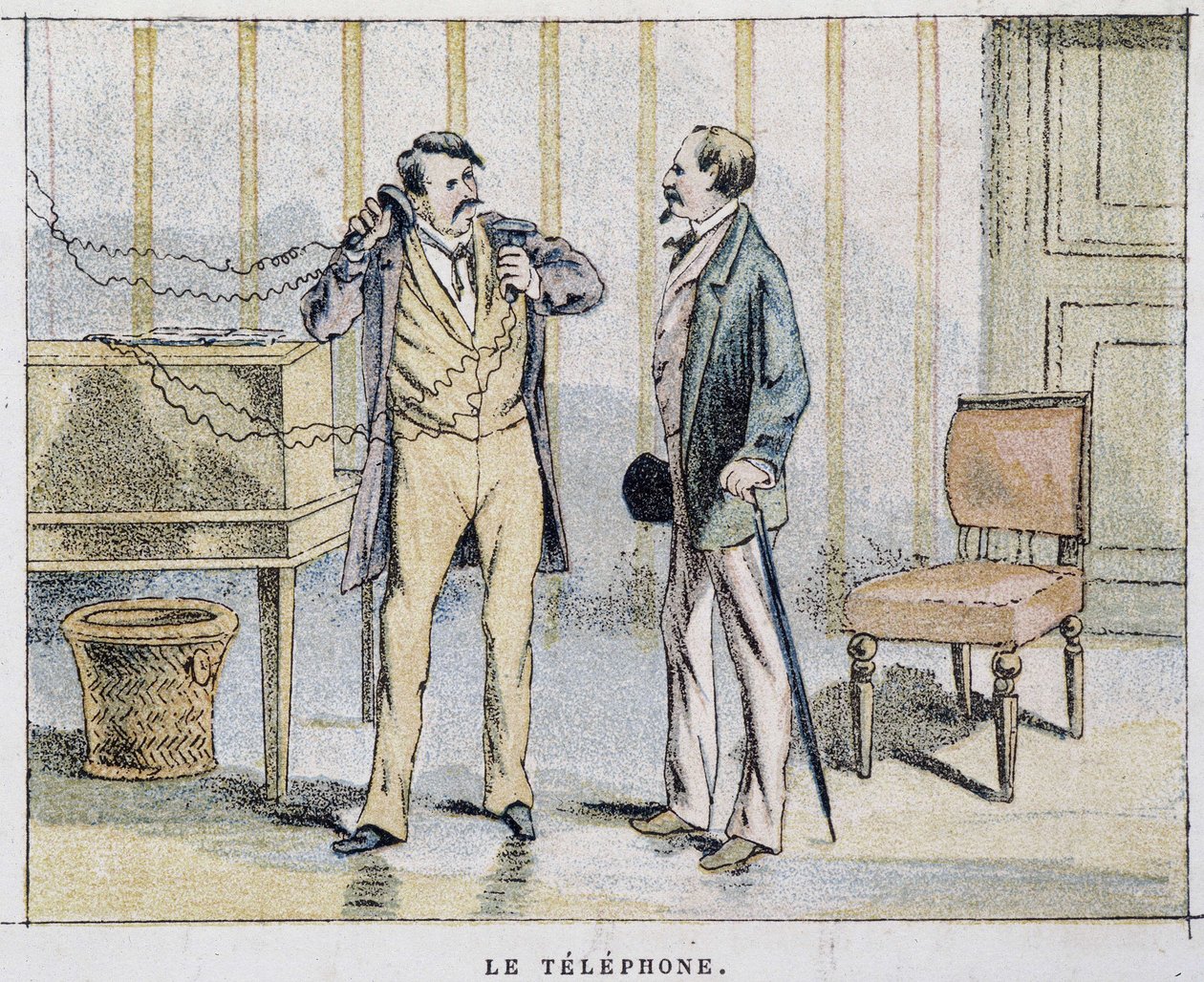 Karikaturbild am Telefon von Unknown artist