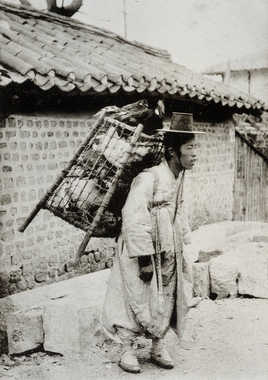Hühnchenhändler, Korea, Ende des 19. Jahrhunderts von Unknown artist