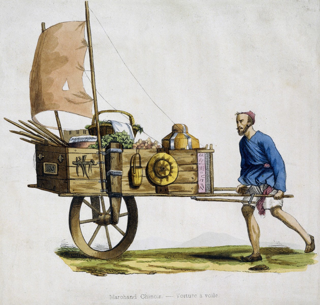 Chinesischer Händler und sein Segelwagen von Unknown artist