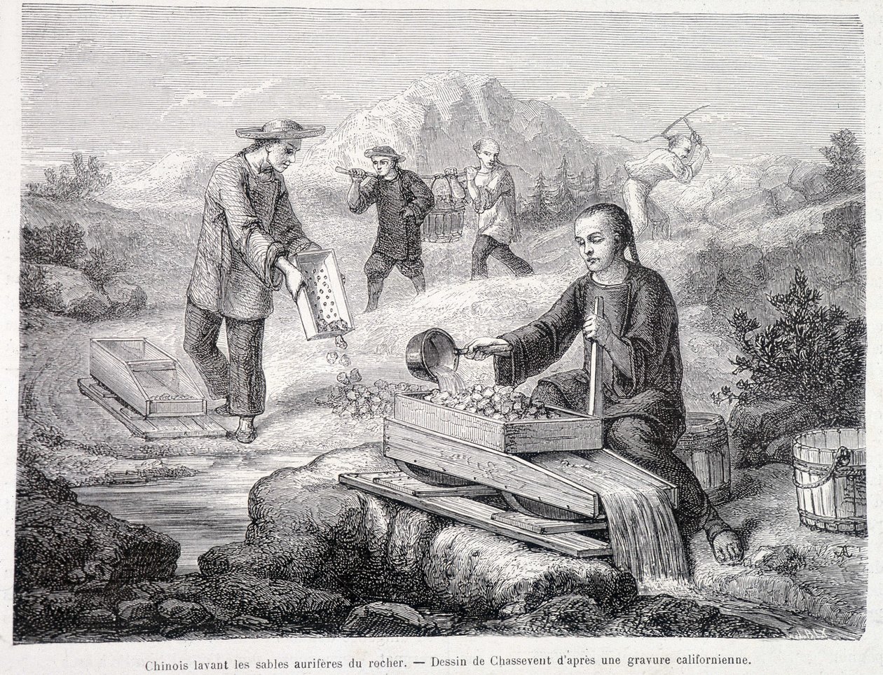 Chinesen waschen Goldsand in Kalifornien von Unknown artist