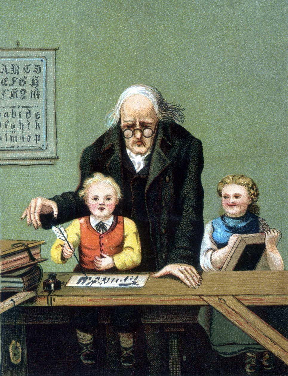 Schreiben lernen - Chromolithographie, Ende 19. Jahrhundert von Unknown artist
