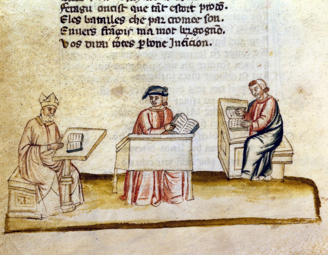 Mönche, die in einem Kloster studieren, Miniaturmanuskript von Unknown artist