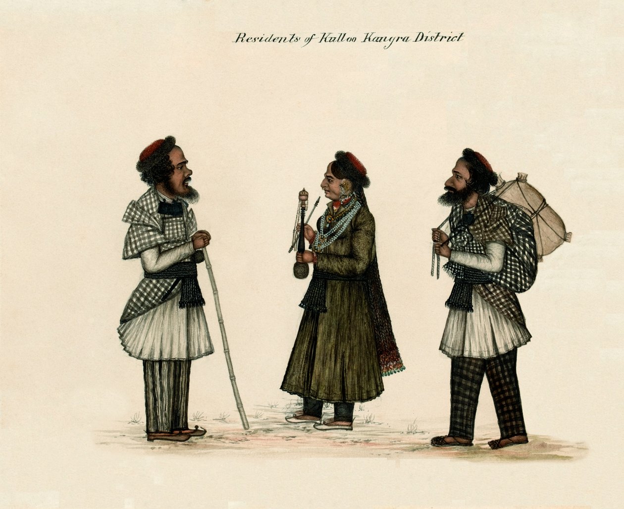 Bewohner des Kulloo Kangra Distrikts, um 1850 von Unknown