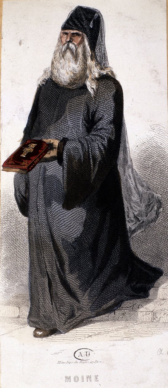 Russisch-orthodoxer Mönch. Gravur von Unknown artist
