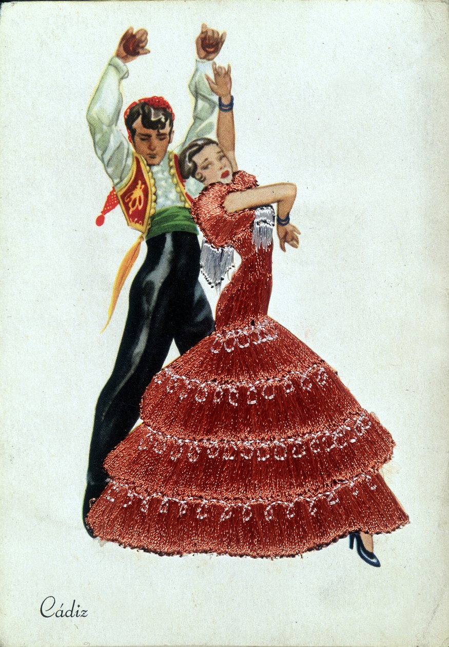 Spanische Flamenco-Tänzer in traditioneller Kleidung von Unknown artist