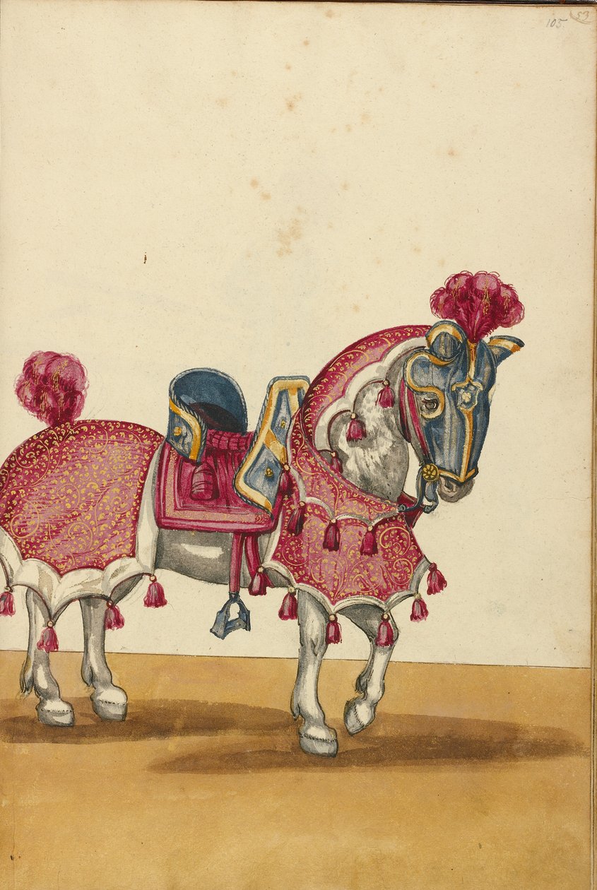 Ein Pferd in Rüstung von Unknown artist