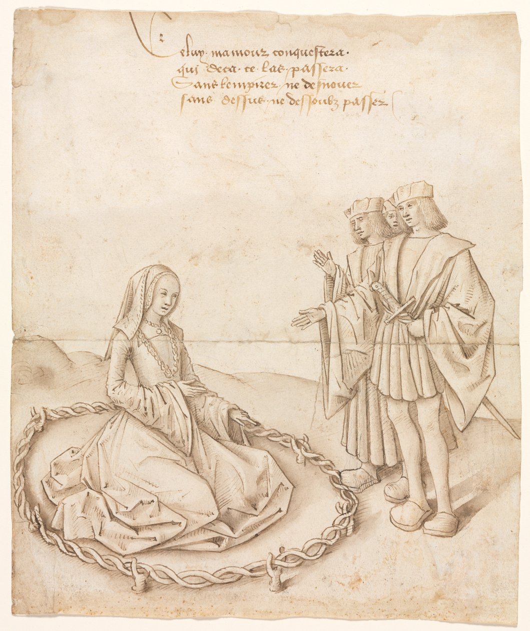 Eine Dame mit drei Freiern von Unknown artist