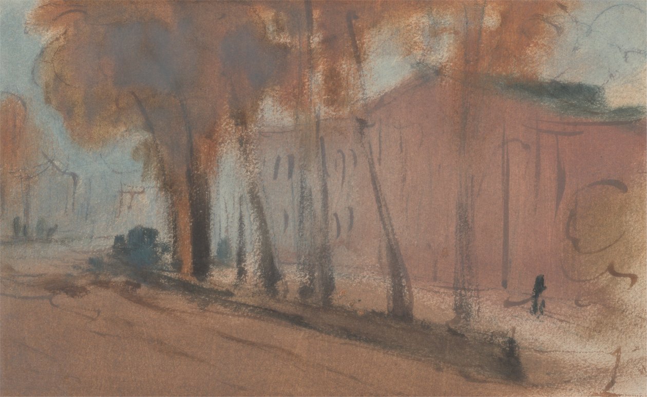 Gebäude mit Bäumen von Unknown artist
