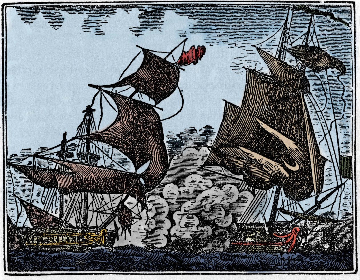 Kapitän Thy griff eine indische Galeone an (Kollision). von Unknown artist