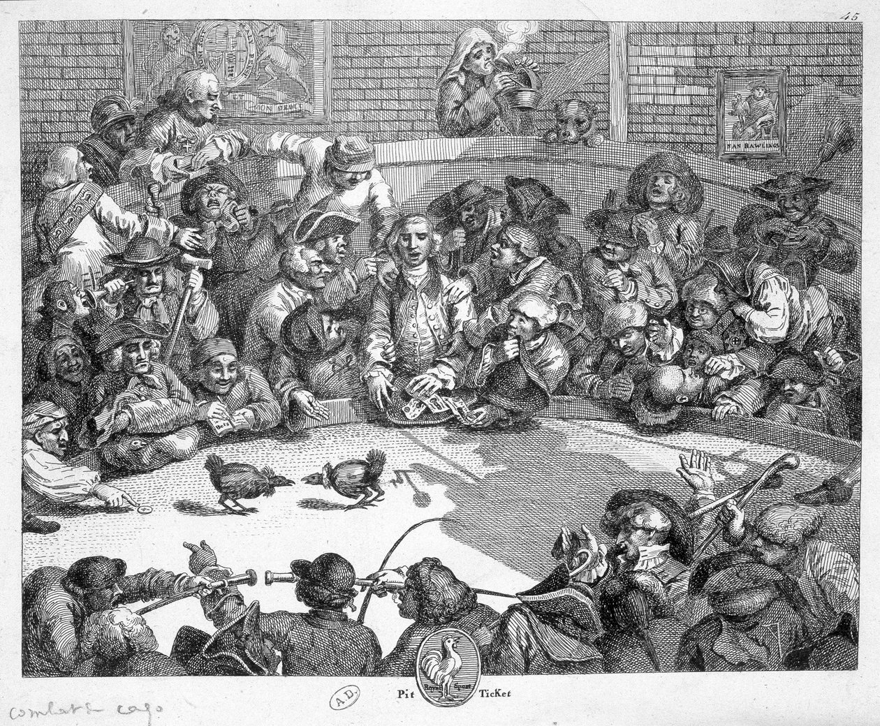 Hahnenkampf (Gravur) von Unknown artist