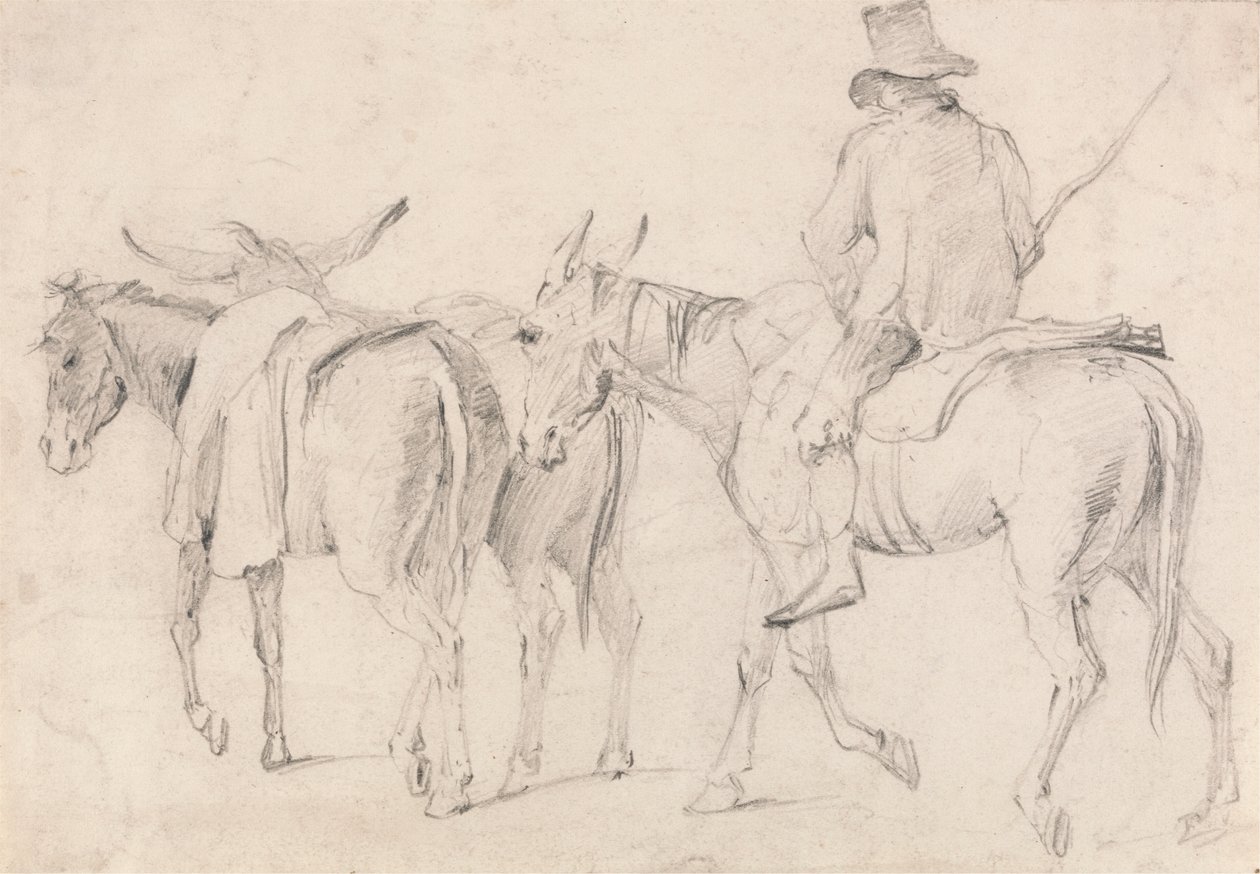 Bauer mit Maultieren von Unknown artist