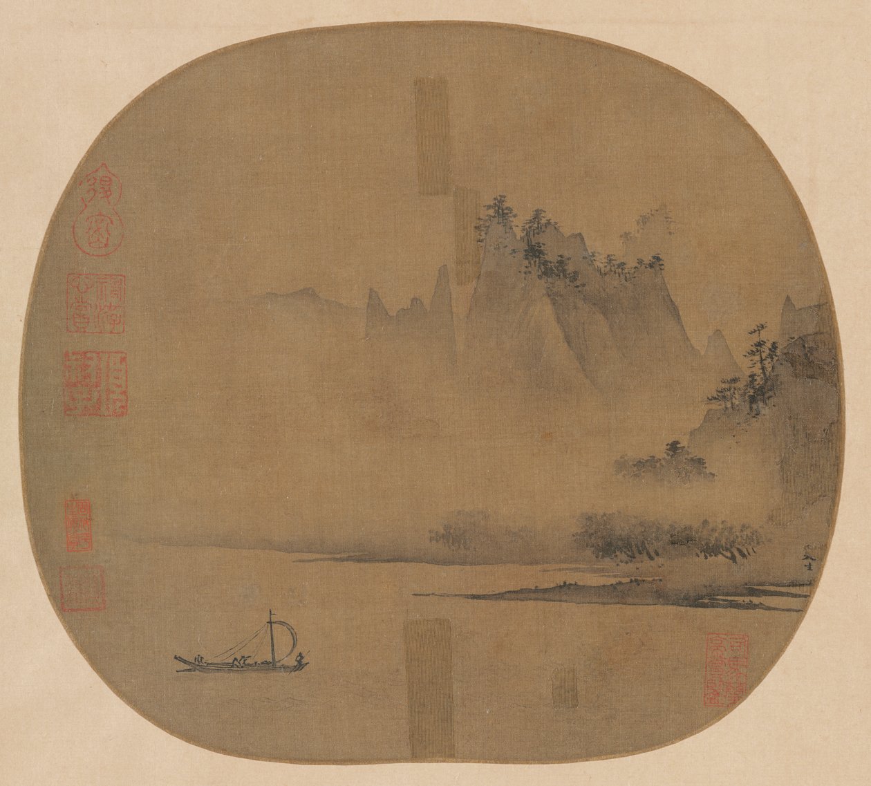 Vollsegel auf dem nebligen Fluss von Unknown artist