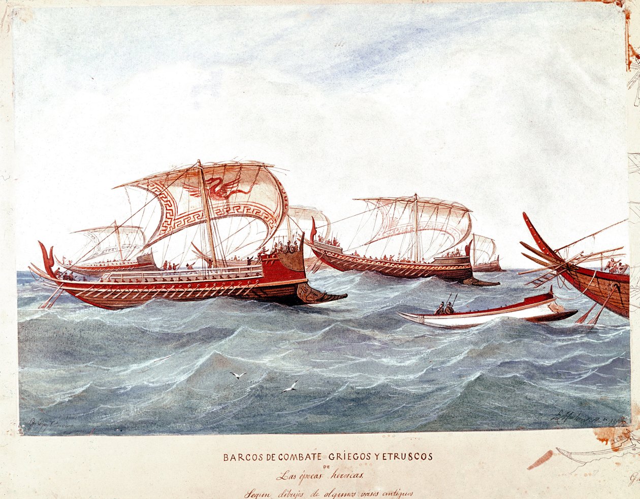 Griechische und etruskische Kriegsschiffe von Unknown artist