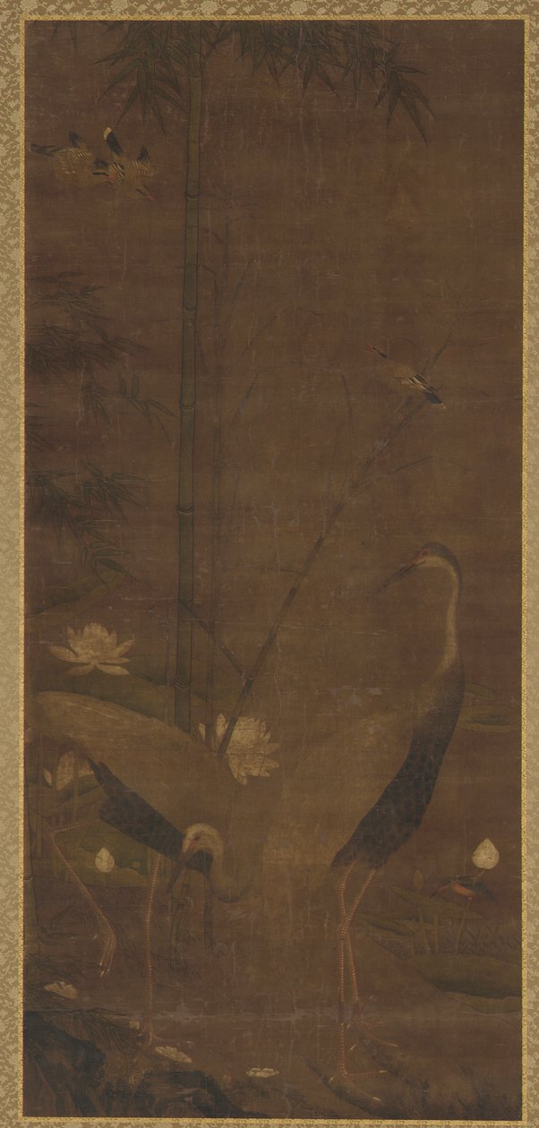 Reiher, Lotus und Bambus von Unknown artist