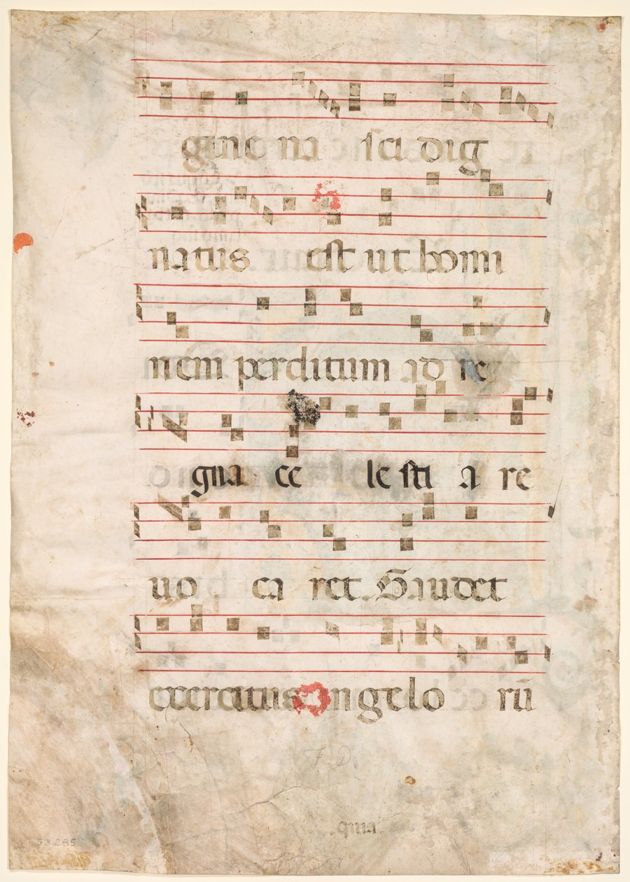 Blatt aus einem Antiphonar: Musik (verso) von Unknown artist