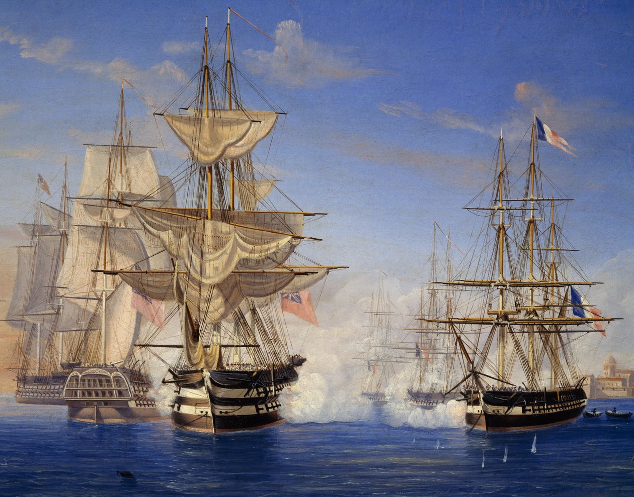 Seeschlacht zwischen Franzosen und Briten von Unknown artist