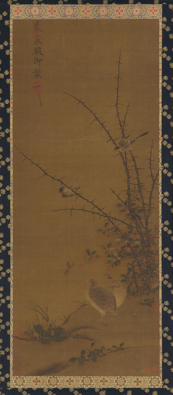 Wachteln, andere Vögel und Brombeeren von Unknown artist