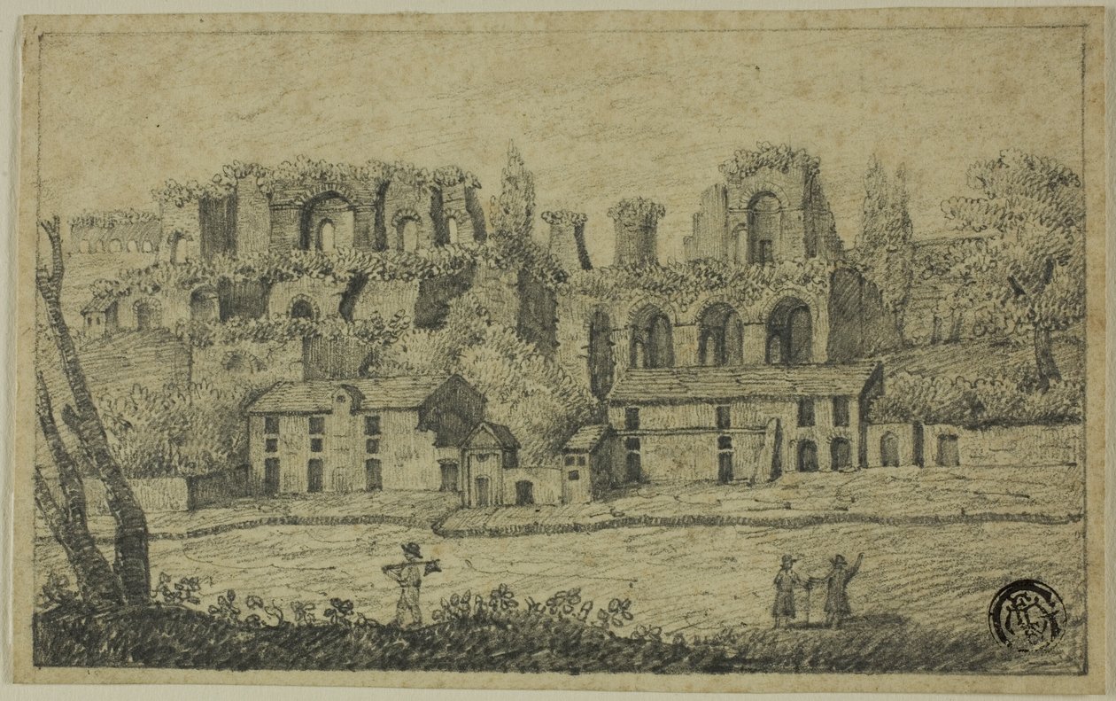 Flusslandschaft mit römischen Ruinen von Unknown artist