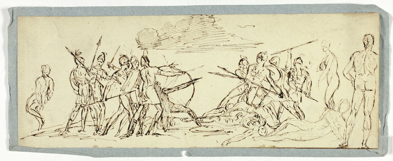Skizze einer Kampfszene (recto); Fregatte (verso) von Unknown artist