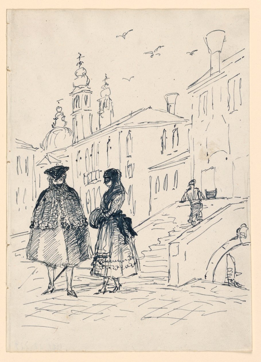 Skizze einer Straßenszene in Venedig von Unknown artist