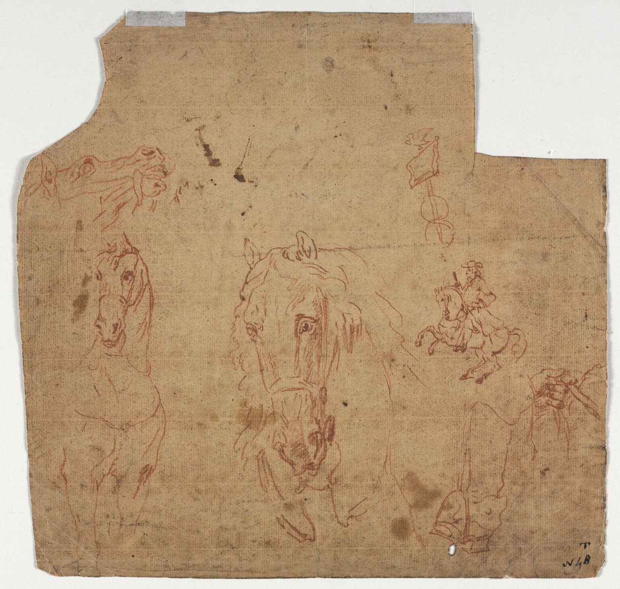 Skizzen von Pferden und Reitern (recto) von Unknown artist