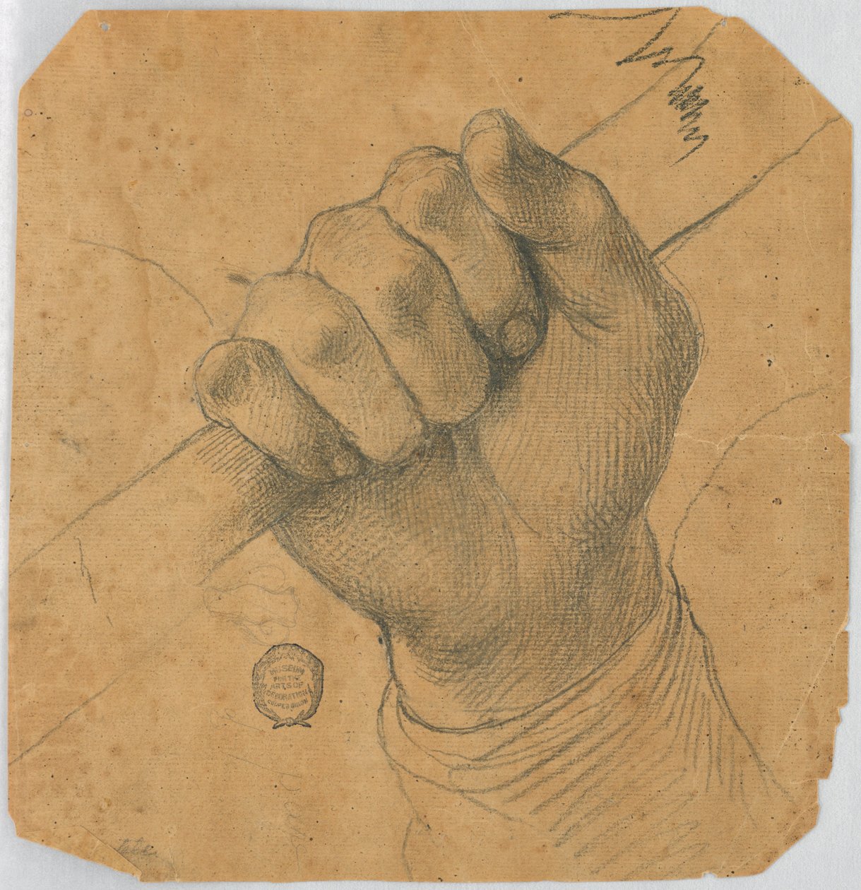 Studie: Hand eines Mannes, der einen Stock hält von Unknown artist