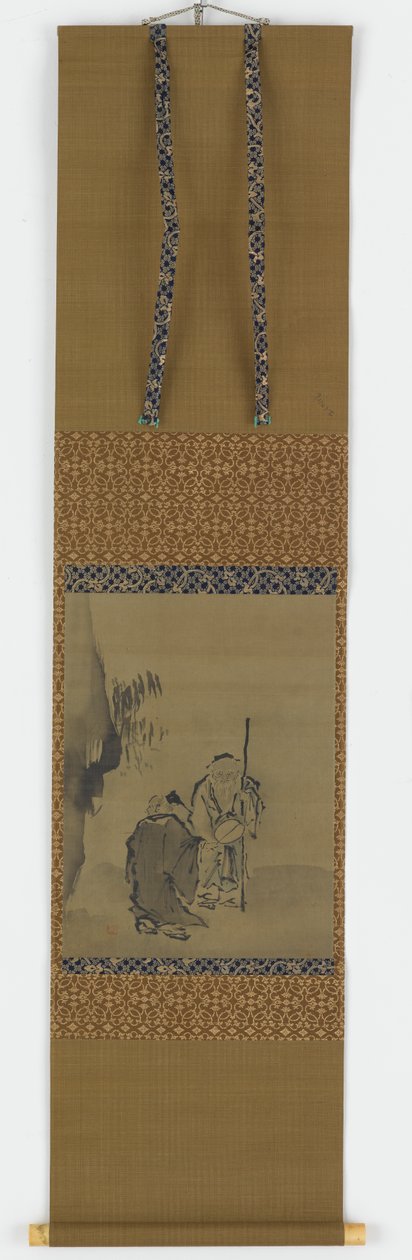 Zwei chinesische Weise in der Nähe eines überhängenden Felsens von Unknown artist