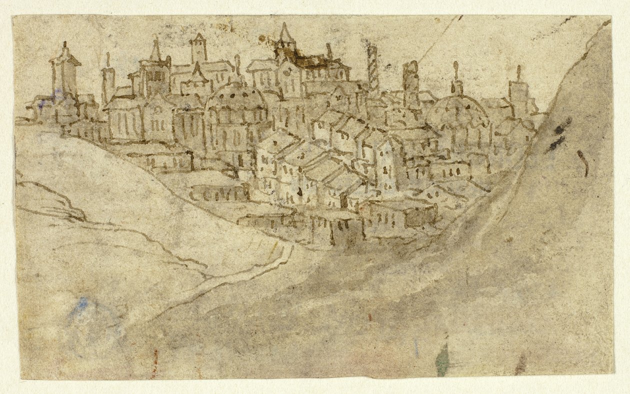 Blick auf die Hügelstadt von Unknown artist
