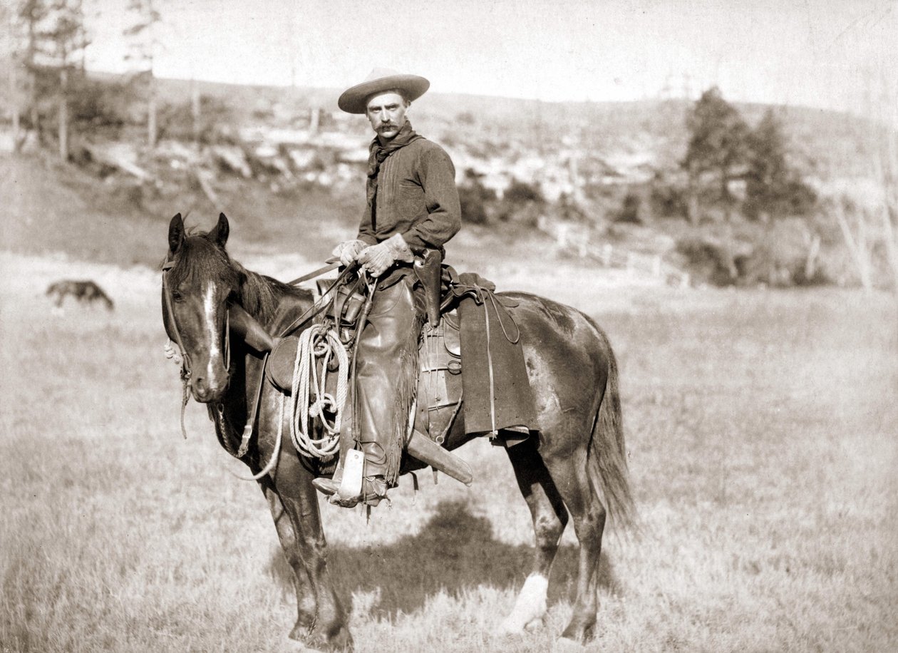 Ein Cowboy zu Pferd - Foto von Unknown photographer