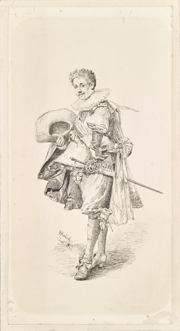 Herr in Renaissance-Kostüm und Halskrause von Vaclav Brozik