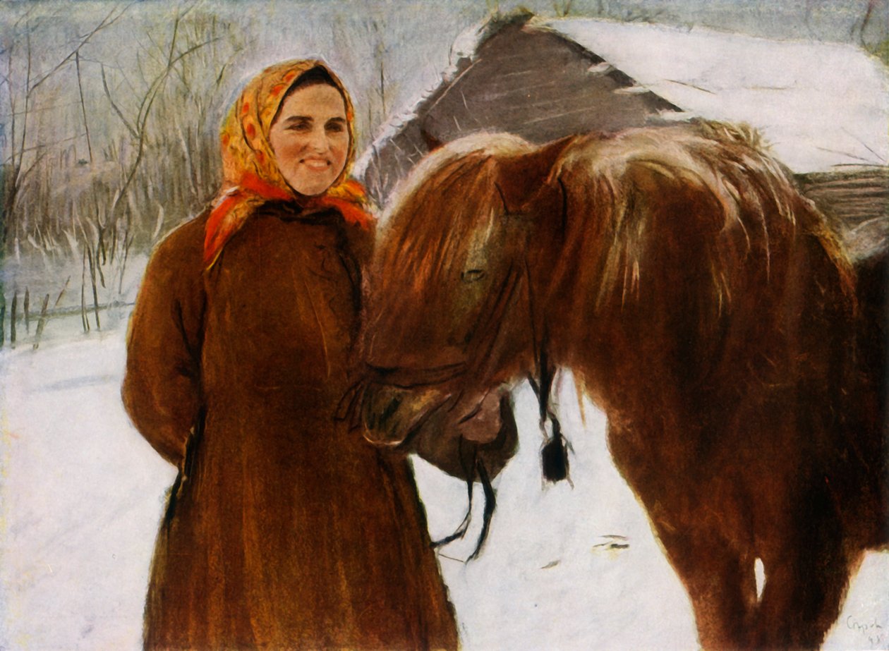 Frau mit einem Pferd von Valentin Serov